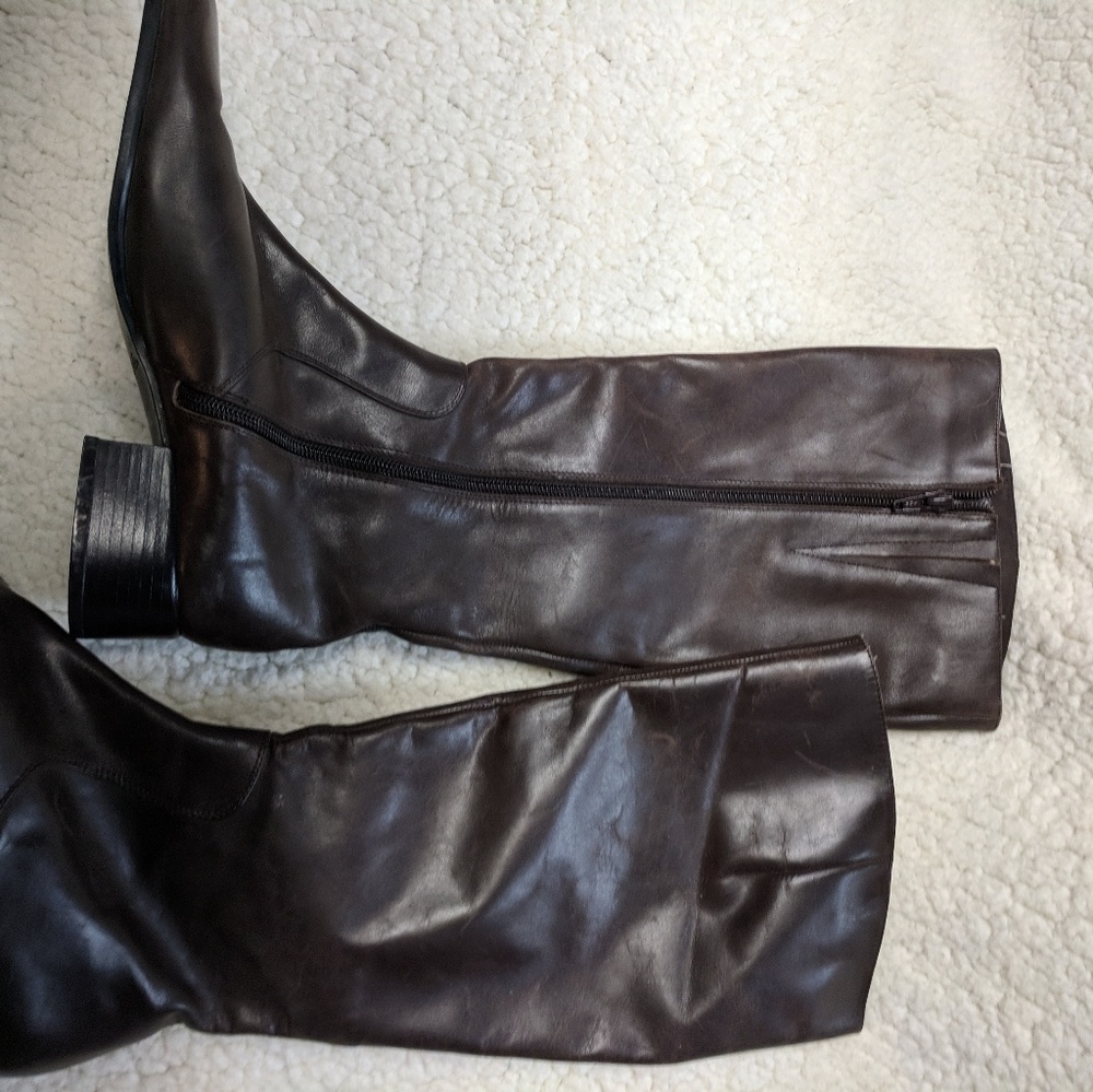 Dark brown boots.